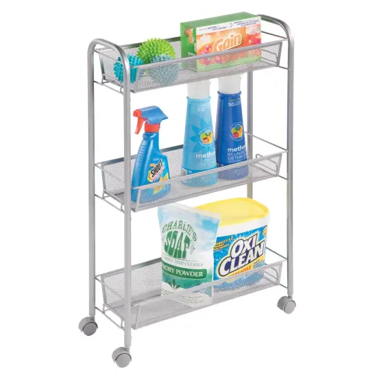 mDesign Portable Metal Rolling Laundry Utility Cart {3}