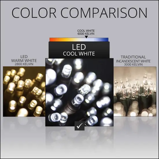 Wintergreen 70 5mm Cool White LED Christmas Lights 4-in Spacing Brown Wire 120v {3}