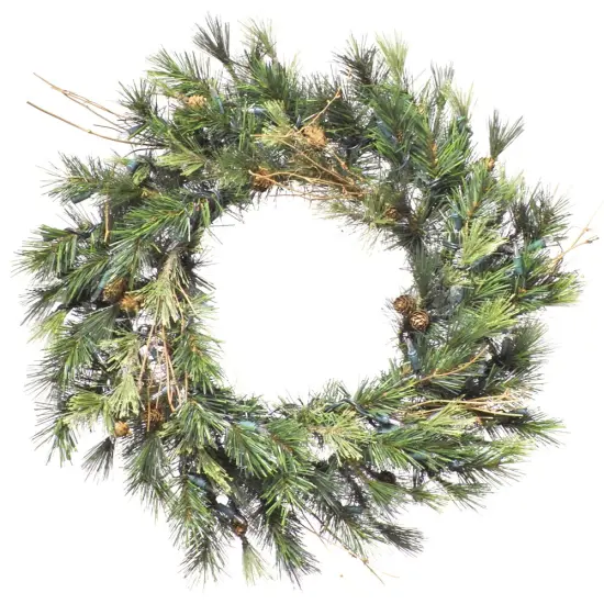 Vickerman 20in. Green 70 Tips Wreath 35 Clear Dura-Lit Lights {1}
