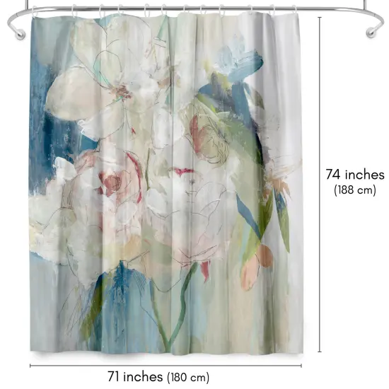 Americanflat 71" x 74" Shower Curtain, Blissful Peony I by PI Creative Art {2}