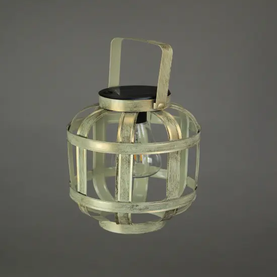 Metallic Gold Finish Industrial Style Solar Powered LED Hanging Lantern {3}