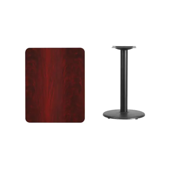 Emma and Oliver 24"x30" Rectangular Laminate Table with 18" Round Table Base Mahogany {3}