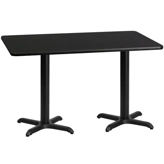 Emma and Oliver 30"x60" Rectangular Laminate Table with 22"x22" Table Height Bases Black {1}