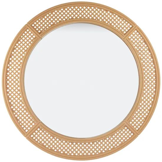 Northlight 30" Round Woven Style Wall Mirror Beige {1}