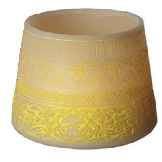 Midwest 5.5" Petit Bazaar Etched Moroccan Yellow Decorative Pillar Candle Holder {1}