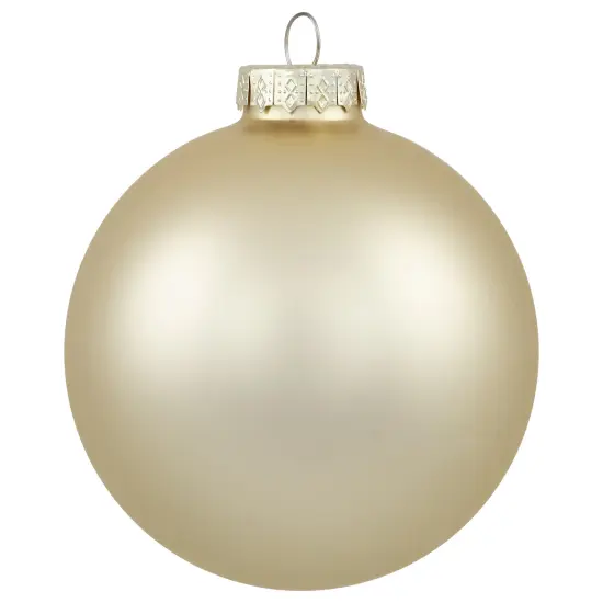 Northlight 2-Finish Glass Christmas Ball Ornaments - 4" (100mm) - Champagne Gold - 4ct {4}