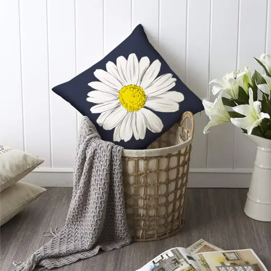 Decorative Dark Blue Pillow Covers 16x16 Inch Set of 4, Spring Summer Decorations for Home Sunflower Decor Pillows Blue Pillow Covers for Couch Sofa Indoor Outdoor Spring Summer Decor {5}