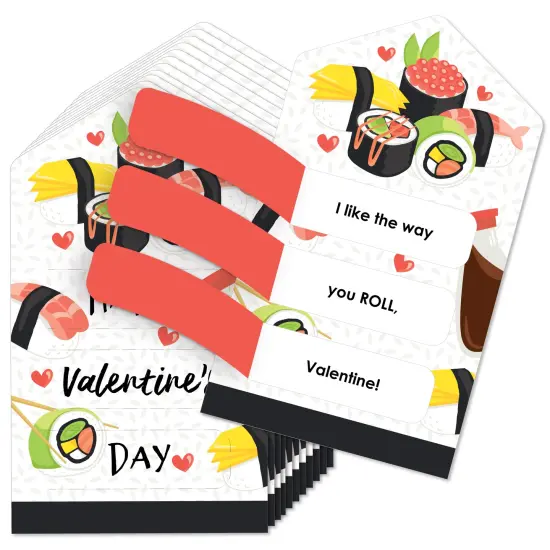 Big Dot of Happiness Let's Roll - Sushi - Cards for Kids - Happy Valentine's Day Pull Tabs - Set of 12 {1}