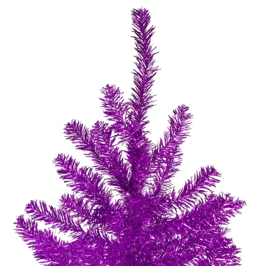 Northlight 7' Metallic Purple Tinsel Artificial Christmas Tree - Unlit {4}