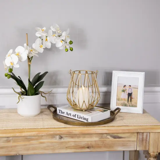 Northlight Basket Style Iron Pillar Candle Holder - 9.5" - Gold Finish {4}