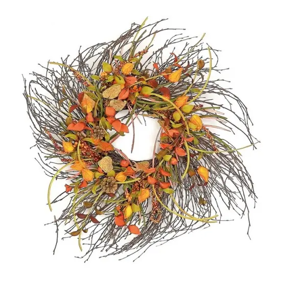 Select Artificials Mixed Berry and Pine Cone Artificial Wreath, Brown 28-Inch {1}