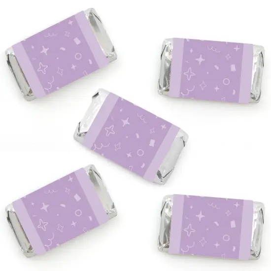 Big Dot of Happiness Purple Confetti Stars - Mini Candy Bar Wrapper Stickers - Simple Party Small Favors - 40 Count {1}