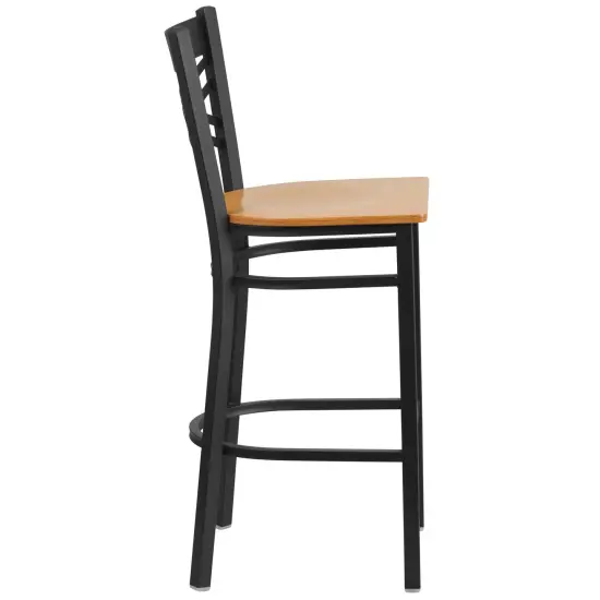 Emma and Oliver "X" Back Metal Restaurant Dining Barstool Natural/BlackMetal {4}