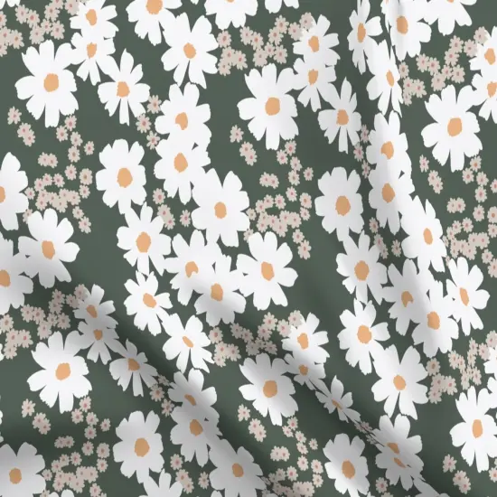 Various Fabrics by the Yard or Fat Quarter Summer Daisies Boho Daisy Flowers Green Modern Blossom Custom Printed Fabric by Spoonflower {5}