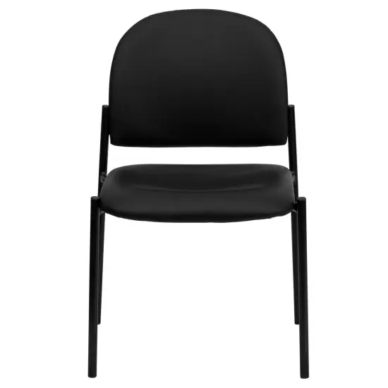 Emma and Oliver Comfort Stackable Steel Side Reception Chair Black Vinyl {3}