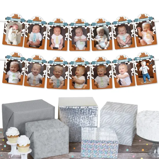 Big Dot of Happiness My First Rodeo - DIY Little Cowboy 1st Birthday Party Decor - Picture Display - Photo Banner {3}