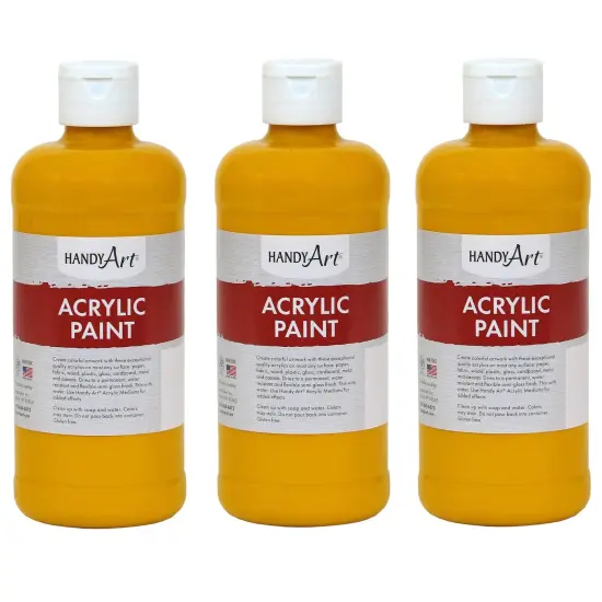 Acrylic Paint 16 oz, Deep Yellow, Pack of 3 {1}