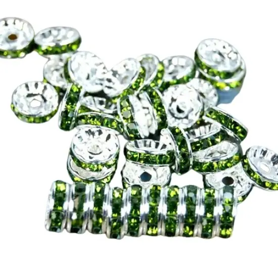 Kitcheniva 100 Pcs Czech Crystal Rhinestone Silver Rondelle Spacer Beads {1}