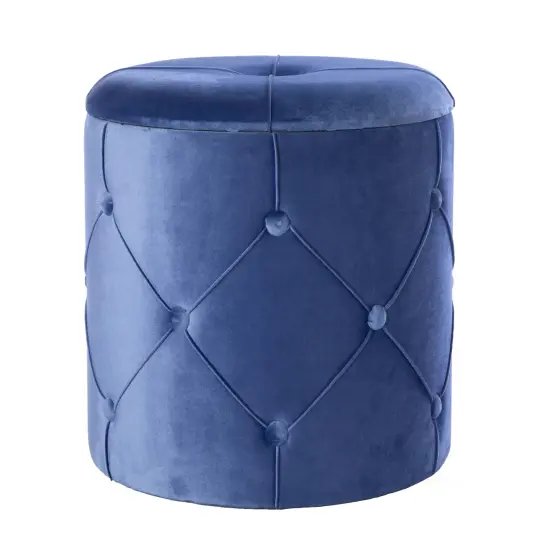 Round Tufted Velvet Wood Storage Ottoman Stool with Lid Yellow {7}