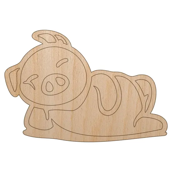 Lazy Pig Lounging Unfinished Wood Shape Piece Cutout for DIY Craft Projects {2}