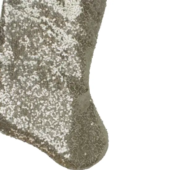 Northlight 22" Golden Metallic Sequined Christmas Stocking with Satin Cuff {5}