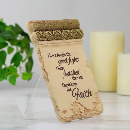 Northlight I Have Fought The Good Fight Plaque with Easel - 8" Beige {3}