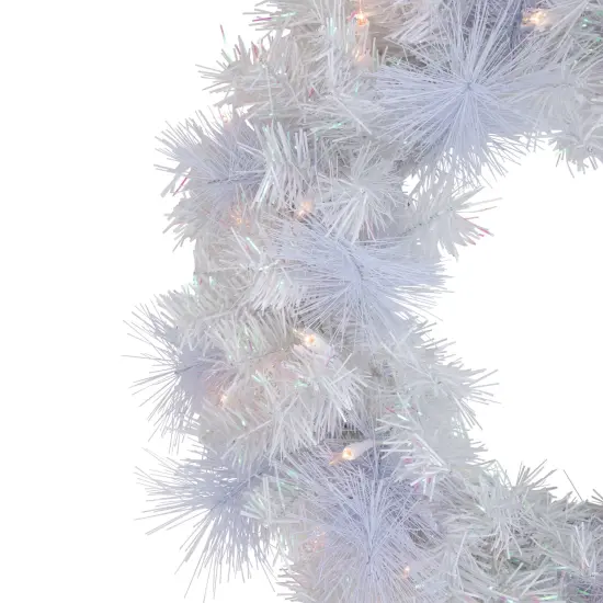 Northlight Pre-Lit Vermont White Pine Artificial Christmas Wreath, 24-Inch, Clear Lights {5}