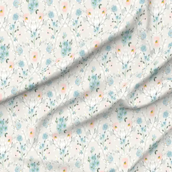 Various Fabrics by the Yard or Fat Quarter Romantic Floral Blue Gray Pink Watercolor Flowers Custom Printed Fabric by Spoonflower {6}