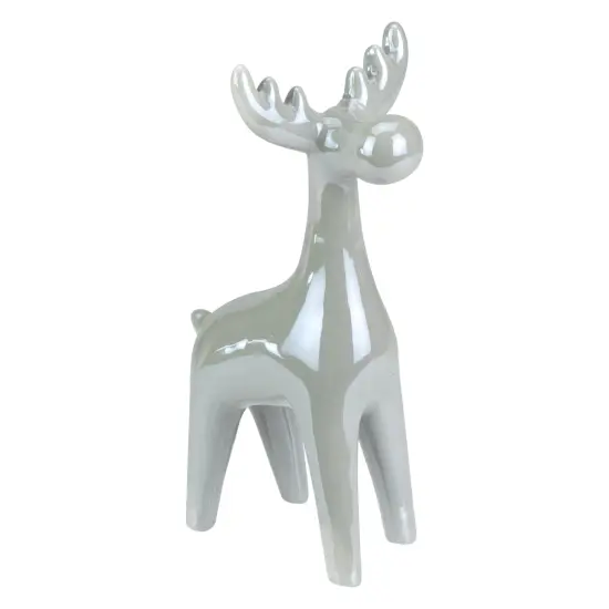 Northlight Shiny Ceramic Reindeer Christmas Figure - 7" - Grey Gray {1}