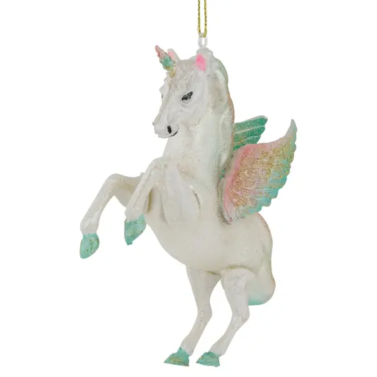 Northlight 5.25" White Unicorn Glass Christmas Ornament {1}