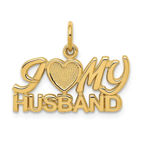 14K Gold I Love My Husband Charm Love Pendant Jewelry 17mm x 22mm {1}