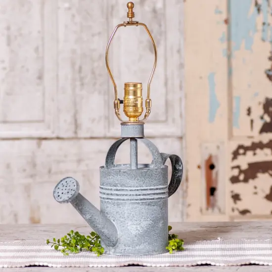 Irvins Country Tinware Watering Can Lamp Base in Weathered Zinc Grey {3}