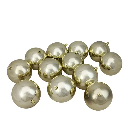 Northlight Shatterproof Shiny Christmas Ball Ornaments - 4" (100mm) - Champagne Gold - 12ct {1}