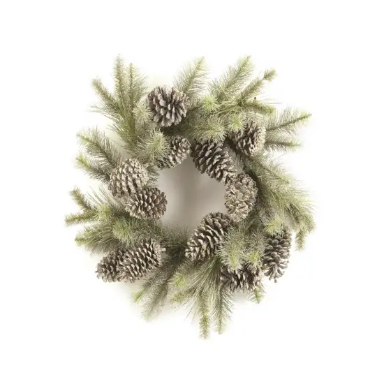 Napa Home & Garden Glitter Pine Artificial Christmas Wreath - 24-Inch, Unlit Silver {1}