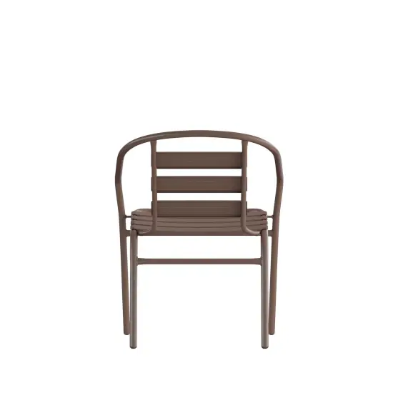 Emma and Oliver Metal Restaurant Dining Stack Chair with Aluminum Slats Bronze {4}