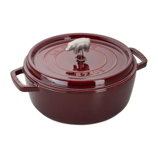 STAUB Cast Iron 6-qt Cochon Shallow Wide Round Cocotte {7}
