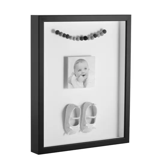 ArtToFrames 24x36 Inch Shadow Box Picture Frame, with a Satin Black Tall 1.00" Wide Shadowbox frame and Super White Mat Backing (4654) {1}