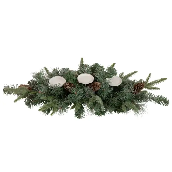 Northlight 32" Artificial Mixed Pine and Pine Cones Christmas Candle Holder Centerpiece Green {3}