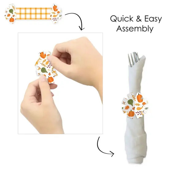 Big Dot of Happiness Fall Friends Thanksgiving - Friendsgiving Party Paper Napkin Holder - Napkin Rings - Set of 24 {6}
