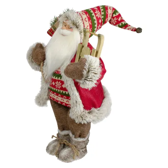 Northlight 18" Nordic Santa Christmas Figure with Sled Red {5}