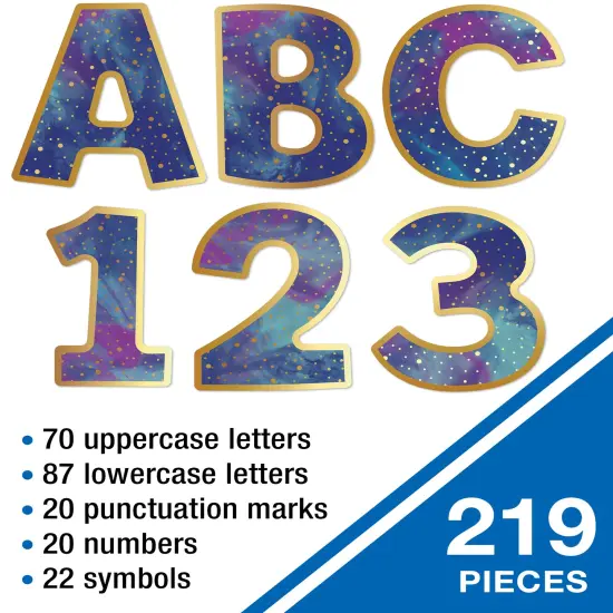 Carson Dellosa 219-Piece Galaxy Cutout Letters, 4" Marble and Gold Dot Upper and Lowercase Alphabet, Numbers, Punctuation, and Symbols for Bulletin Board, Posterboard, Party, and Classroom Decor {4}