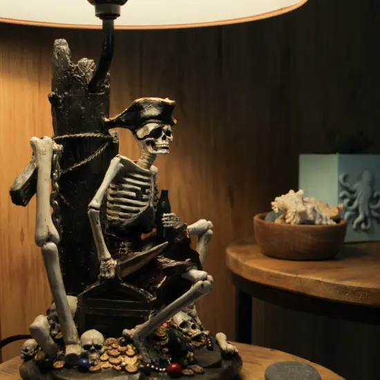 Pirate Skeleton W/ Treasure Table Lamp W/ Shade 21 inches tall {6}