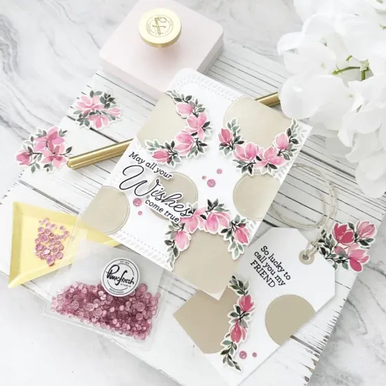 Pinkfresh Studio Stencils 4"X9" 4/Pkg-Artistic Magnolias Layering {2}