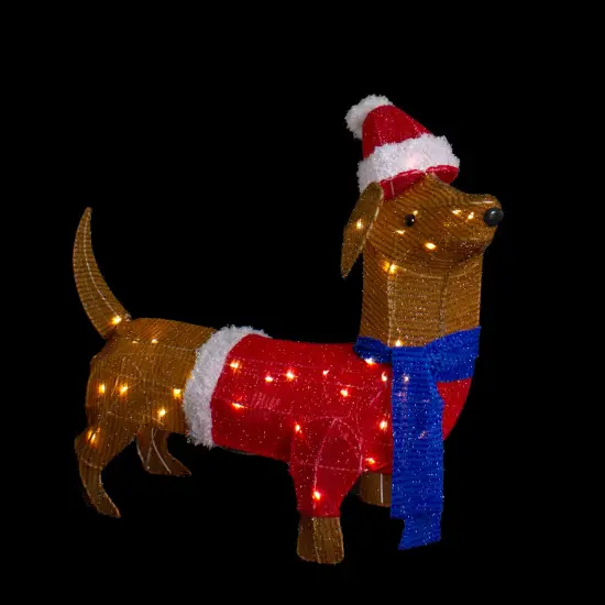 Northlight 26" LED Lighted Dachshund Dog Outdoor Christmas Decoration Brown {4}