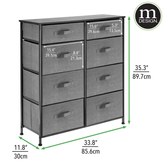mDesign Tall Storage Dresser Furniture with 8 Slim Fabric Drawers {3}