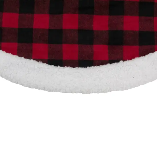 Northlight 48" Black and Red Buttoned Buffalo Plaid Christmas Tree Skirt {4}