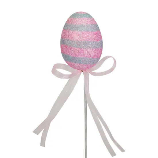 Northlight Set of 6 Colorful Speckled and Glittered Easter Egg Picks, 14.5" Pink {5}