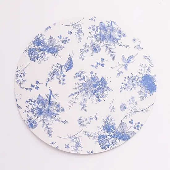 Floral Disposable Paper Charger Plates: Party Decor Blue {1}