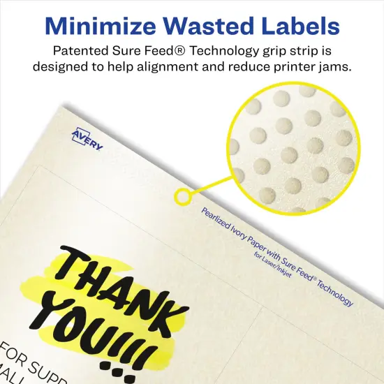 Avery Pearlized Ivory Square Labels with Sure Feed Technology, 4" x 4" {4}