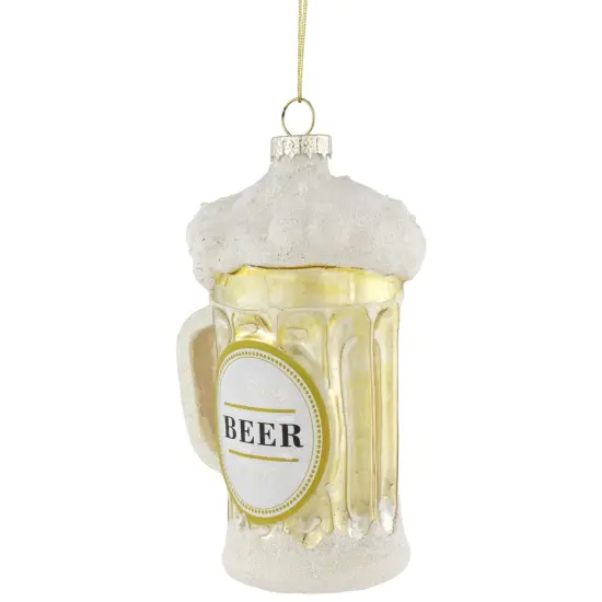 Northlight 4.5" Frosty Beer Mug Glass Christmas Ornament Gold {5}